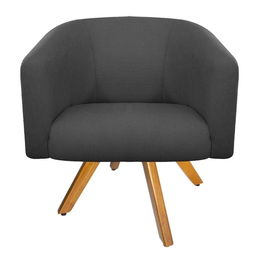 Poltrona Luiza Corano Nozes e Linho Chumbo