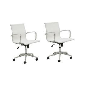 Kit 2 Cadeiras de Escritório Diretor Office Sevilha Tela Rivatti Branco