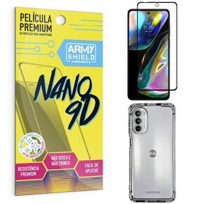 Kit capinha moto g82 + película premium nano 9d armyshield