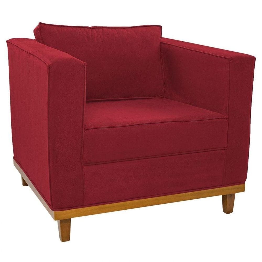 Poltrona Decorativa Europa Suede Vermelho