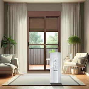 Porta de Correr com Persiana integrada Correr com Motor e Controle Remoto 2 Folhas Móveis 230 X 180 Corten