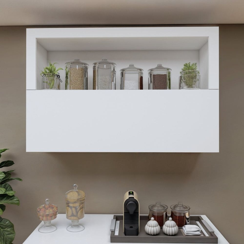Armário Aéreo para Cozinha 120cm Branco Fosco