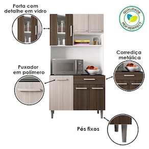 Kit para Cozinha Ambiente Carol Branco Rovere Amêndoa – Poliman