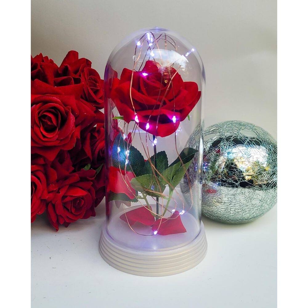 Luminária rosa encantada bela e fera | 10x20cm | acrílico