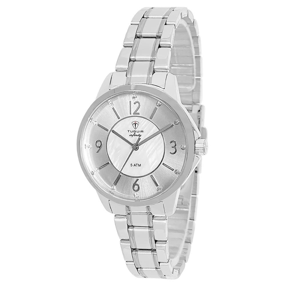 Relógio Tuguir Feminino Ref: 3114a Tgi37049 Aço Casual Prateado