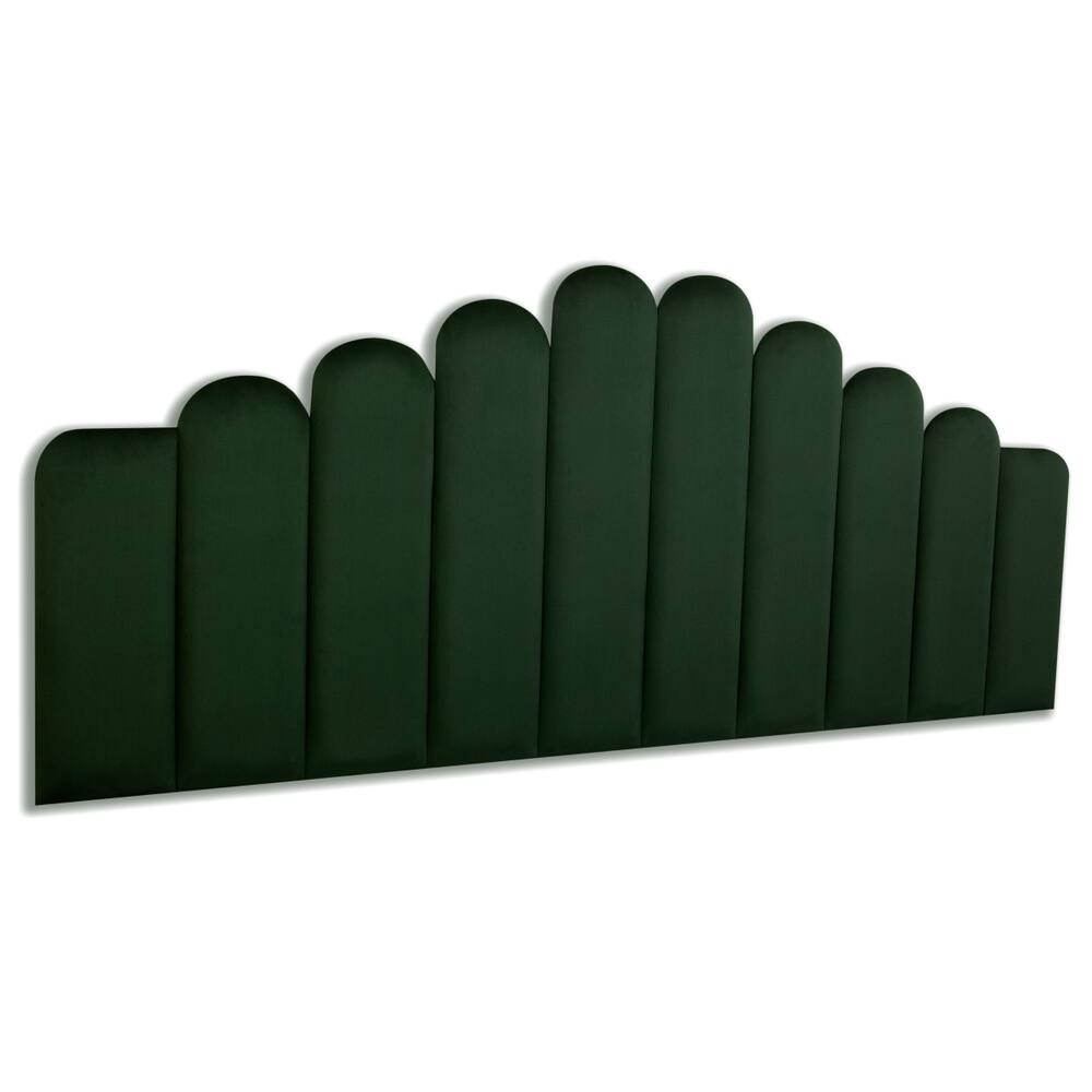 Cabeceira King Estofada Kit 10 Placas Concha - Veludo Verde Musgo