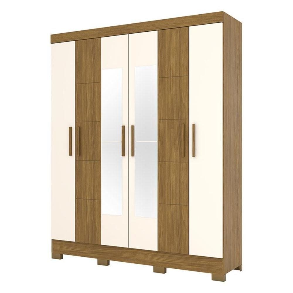 Guarda Roupa Solteiro Malbec Nature Off White com Espelho – Briz Móveis