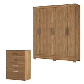 Cômoda Astral e Guarda Roupa Casal Verso Amêndola Touch - Demóbile
