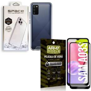 Capa space collection galaxy a03s + película 3d armyshield