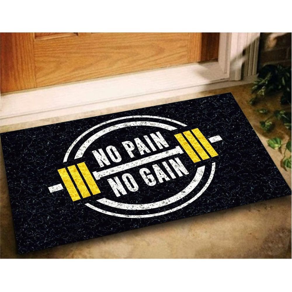 Tapete capacho academia no pain no gain 60x40 exercicios lar