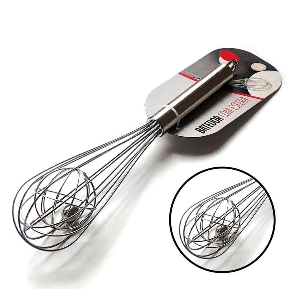 Batedor fuet inox 25,5cm - emulsificar e aerar