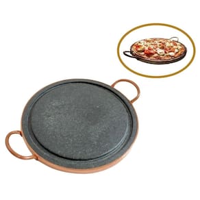 Forma De Pizza Em Pedra Sabão Alça De Cobre 28Cm
