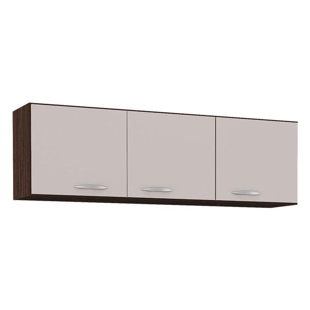 Armário Aéreo para Cozinha 3 Portas 120 cm Chocolate Off White– Poquema