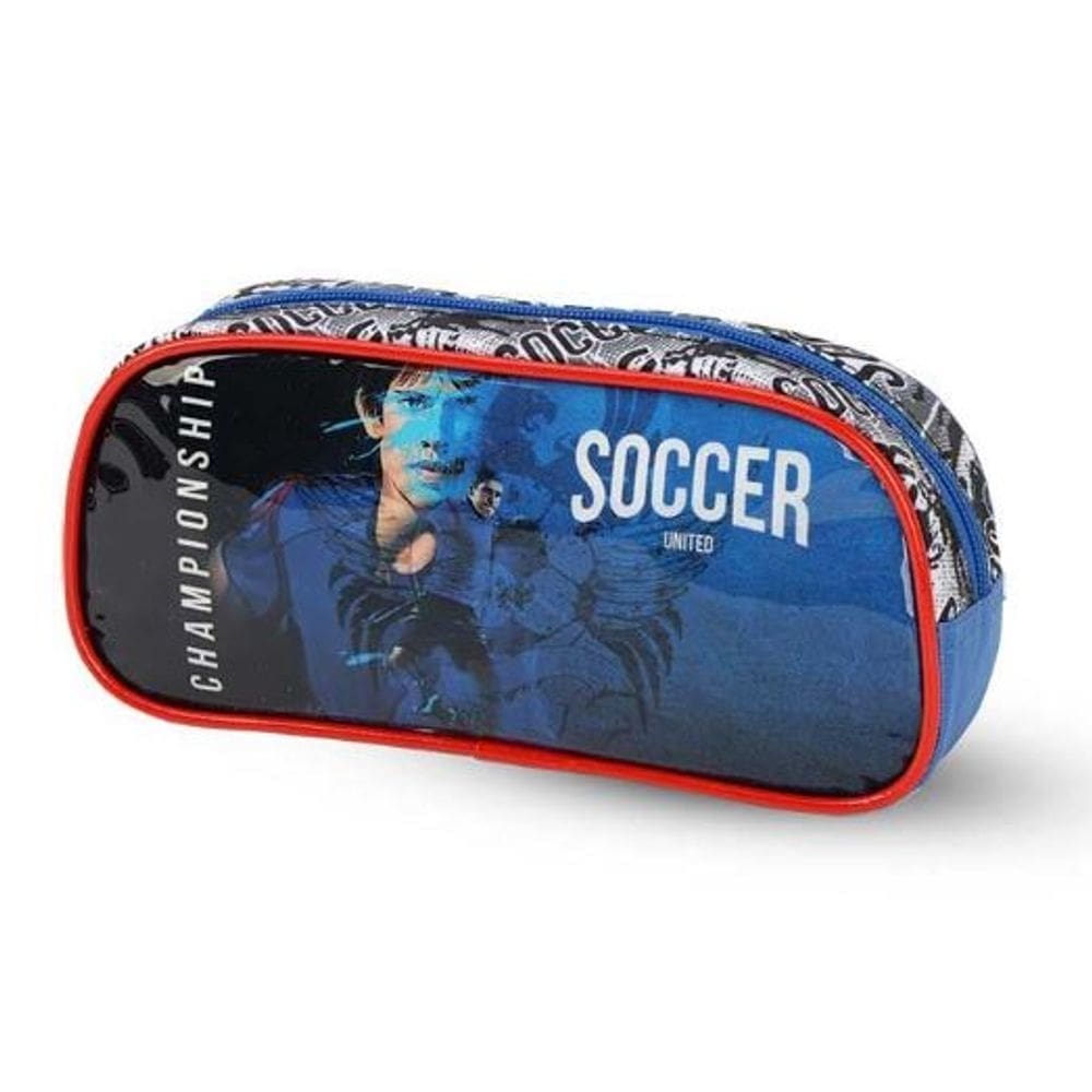 Estojo Escolar Soccer - Azul