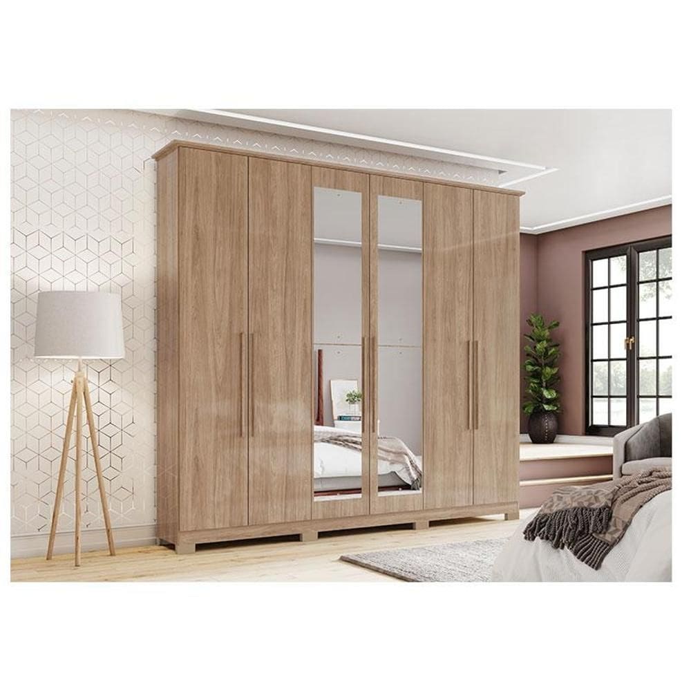 Guarda Roupa Casal Ambiente Colin Jequitibá Brilho com Espelho - Henn