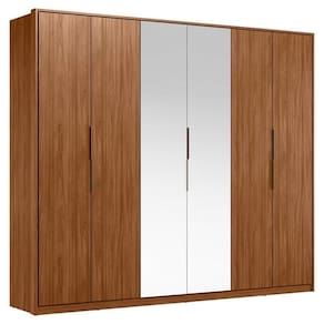 Guarda Roupa Casal Atrice 6 Portas Nogueira Touch com Espelho Demóbile – Demartêz