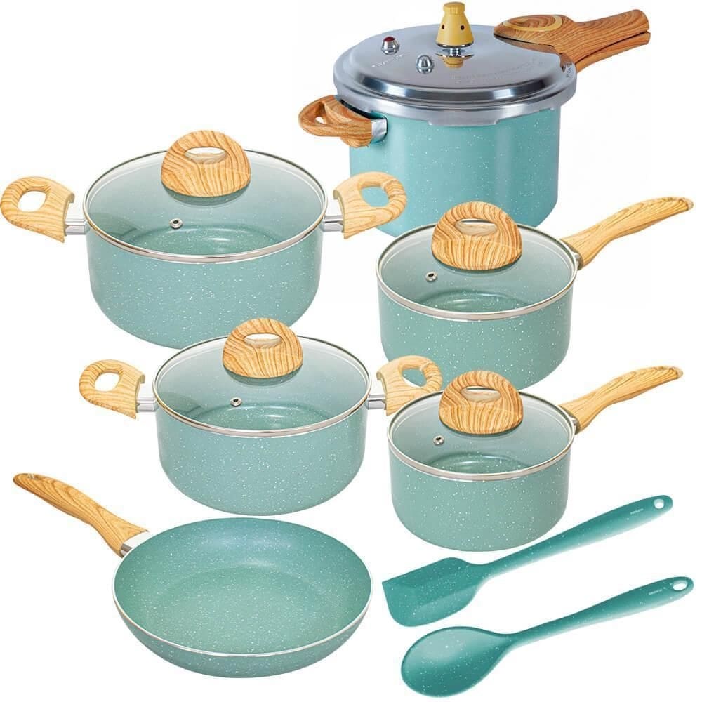 Jogo Panelas Indução Panela Pressão Ceramiclife Botanika 8