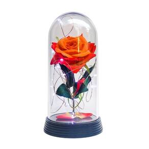 Luminária a rosa encantada laranja 20 cm base preta frio