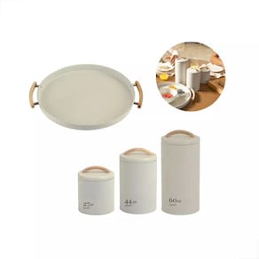Kit Mesa Posta - Sense 3 Potes + Bandeja - Bege