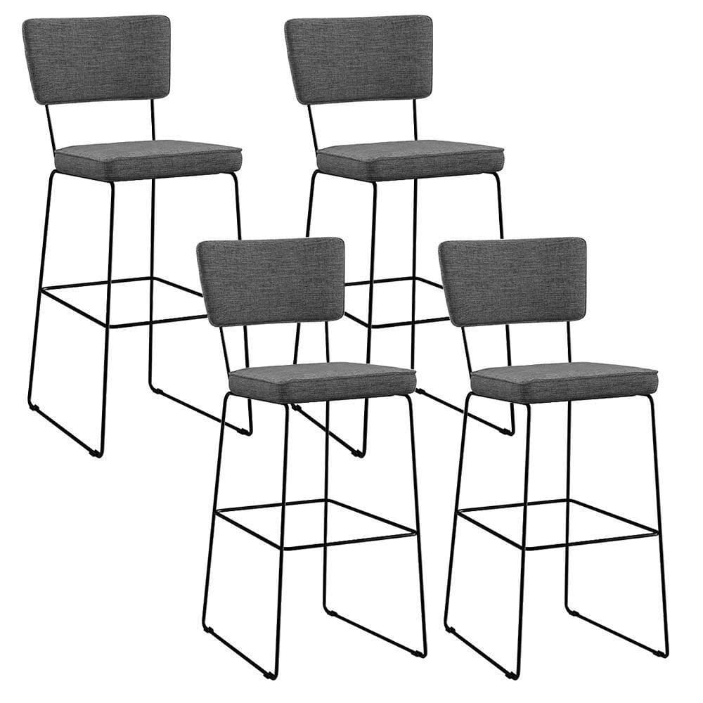 Kit 04 Banquetas Alta Linho Cinza Escuro