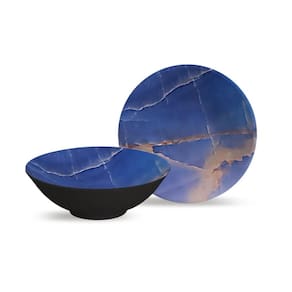 Kit Bowl Tigelas Cumbuca 6 Peças Cerâmica Lápis Lazúli 300Ml