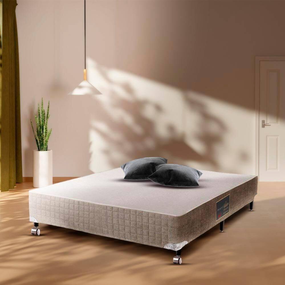 Base Cama Box Viúva Castor 128 x 188 x 40 cm Premium Bege - Bege