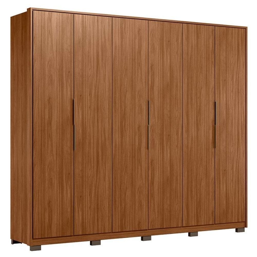Guarda Roupa Casal Atrice 6 Portas Nogueira Touch com Pés Demóbile – Demartêz