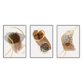 Kit Com 3 Quadros Decorativos Abstratos Com Moldura Para Sala Quarto Escritório 72x1022 Abstrato 005