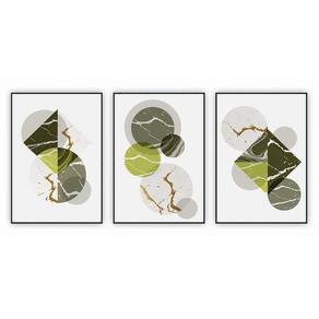Kit Com 3 Quadros Decorativos Abstratos Com Moldura Para Sala Quarto Escritório 42x62 Abstrato 006
