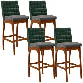 Kit 04 Banquetas Altas B04 Verde Musgo Cinza Escuro
