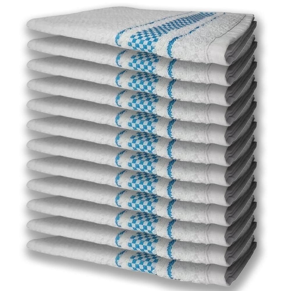 12 Panos De Prato Atoalhado Felpudo Azul