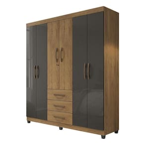 Guarda Roupa Casal Lion 6 Portas Freijó Grafite Perolizado - Móveis Leão