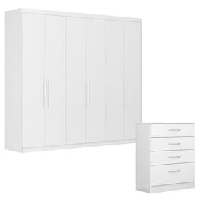Cômoda Astral e Guarda Roupa Casal Venice 62080 Branco Brilho - Demóbile