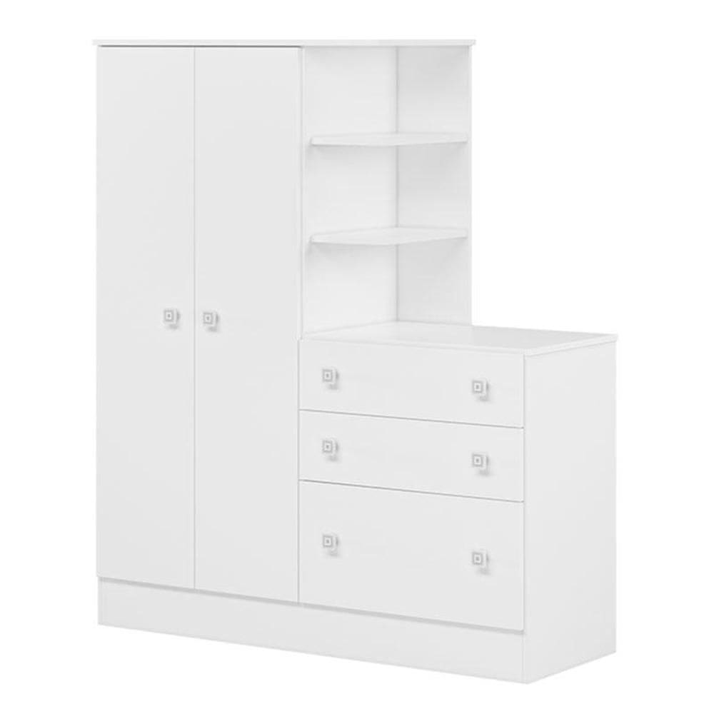 Guarda Roupa com Cômoda Doce Sonho 4070 Branco Brilho – Qmovi