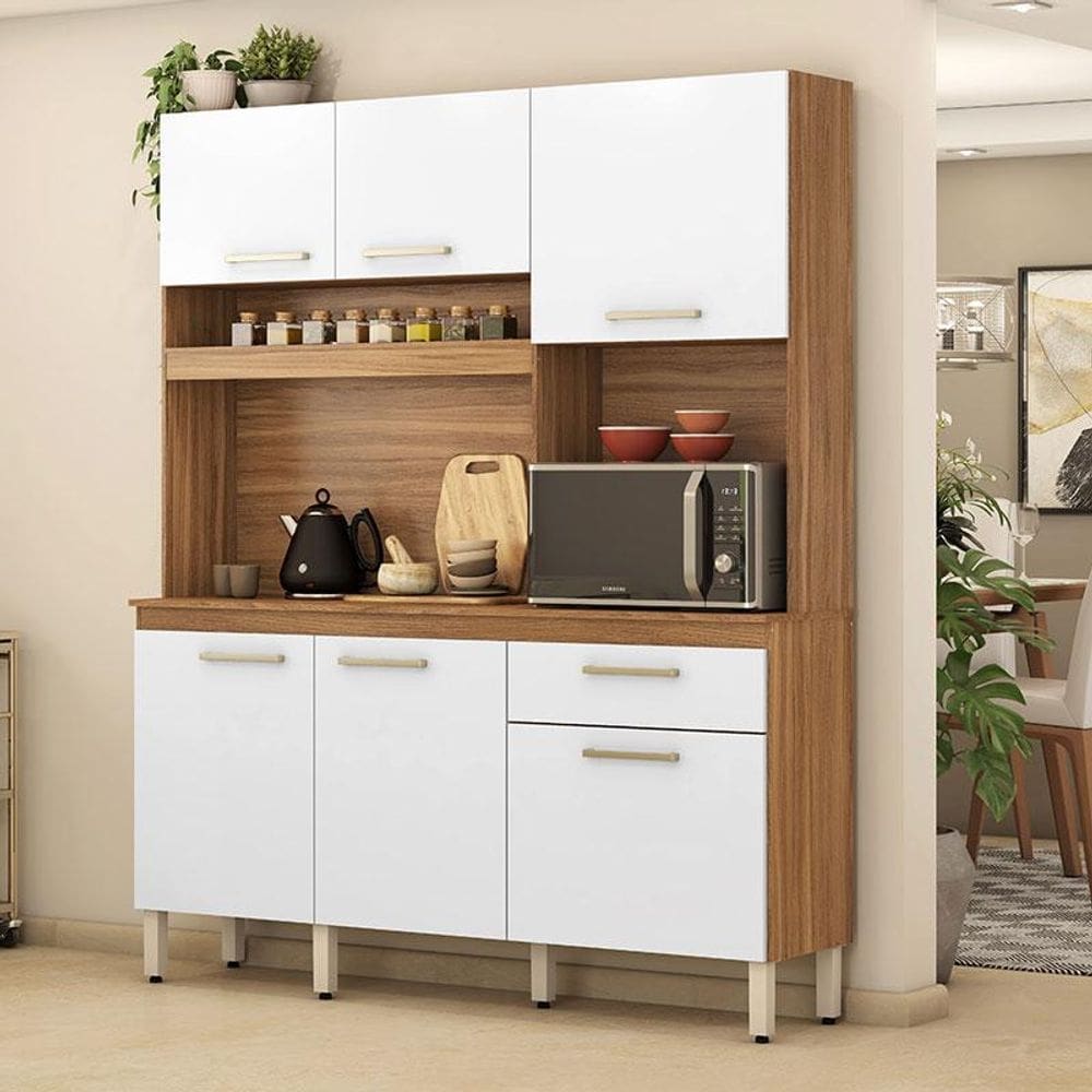 Kit Cozinha Compacta Ambiente Álamo Amêndola Touch Branco – Demóbile