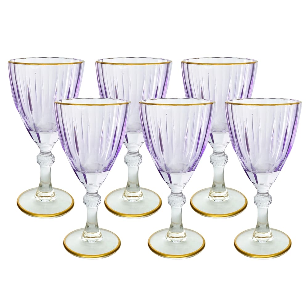 Jogo De Taça De Vidro Com Borda Dourada 6Pçs 210Ml