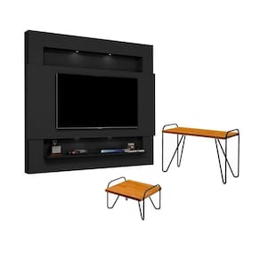 Conjunto Sala De Estar Kansas Preto Naturale