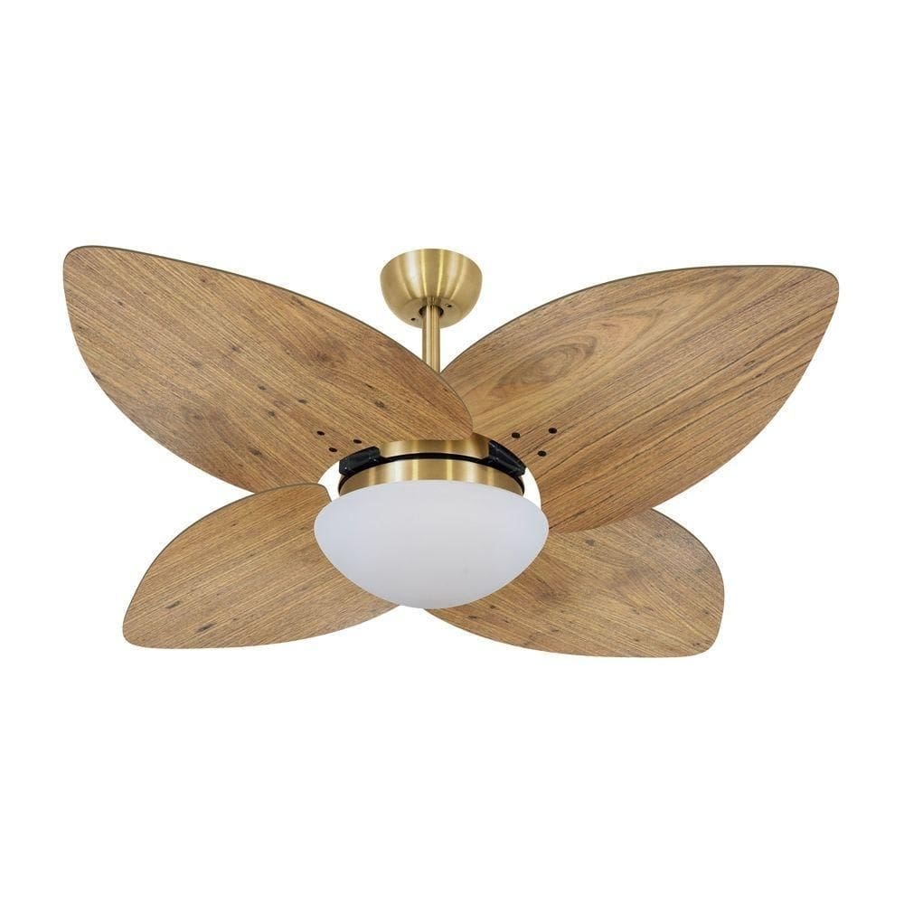 Ventilador De Teto Dormamu Dourado 4 Pás Rádica Imbuia 220v
