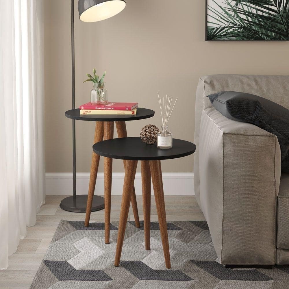 Conjunto Mesa De Canto E Lateral Manet Preto