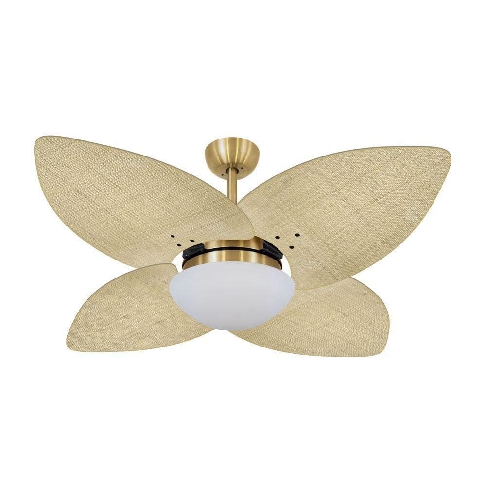Ventilador De Teto Dormamu Dourado 4 Pás Palmae Natural 127v