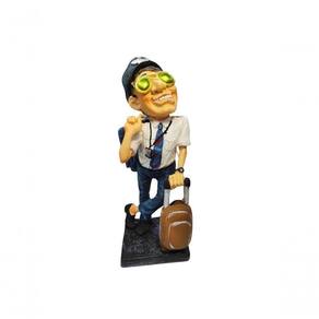 Estátua Piloto De Avião Aviador Em Resina Decoração 23cm