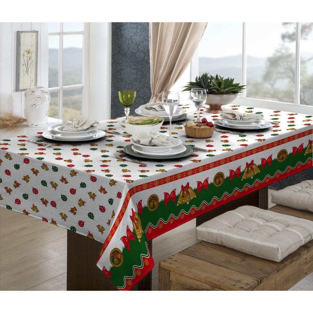 Toalha de mesa quadrada 4 pessoas 1,5m 54% algodão natalina