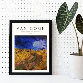 Quadro van gogh wheatfield with crows 24x18cm - com vidro