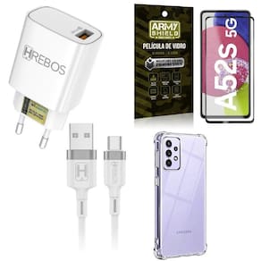 Capinha samsung a52s + carregador turbo hs183 +película 3d