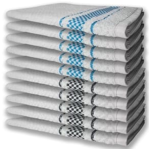 10 Panos De Prato Atoalhado Felpudo Premium 5 Azul 5 Preto
