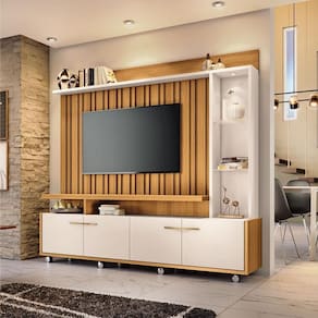 Estante Home Theater Ambiente Titan Cinamomo Off White - HB Móveis