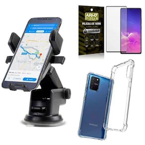 Capa samsung s10 lite + suporte veic automatic + película 3d