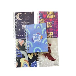 Kit 5un caderno espiral capa dura com 80 folhas cada de 1/8