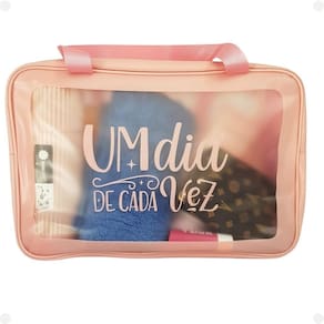 Bolsinha De Mão Com Alça Moderna Rosa Básica Com Zíper