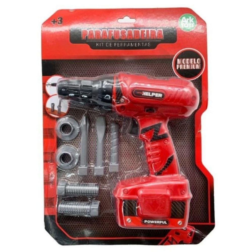 Kit ferramentas para crianças parafusadeira furadeira acessó